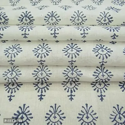 COTTON QUILT Voile Cotton Floral Jaipuri Hand Block Printed Fabric to Give Shape/Size Floral Print Fabric Running Jaipuri Hand Block Printed Women Dress Material (2.5m) CDHBF#200-2.5m-thumb3