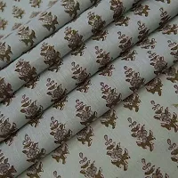 COTTON QUILT Cotton Fabric Hand Block Printed Fabric Craft Making Sewing Dress Material Voile Fabric Hand Block Printed Fabric Handmade (5m, White-Brown)-thumb3