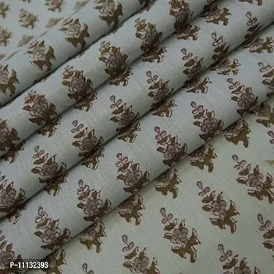 COTTON QUILT Cotton Fabric Hand Block Printed Fabric Craft Making Sewing Dress Material Voile Fabric Hand Block Printed Fabric Handmade (5m, White-Brown)-thumb4