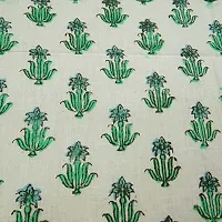 COTTON QUILT Cotton Fabric Hand Block Printed Fabric Craft Making Sewing Dress Material Voile Fabric Hand Block Printed Fabric Handmade (2.5m, White-Green)-thumb2