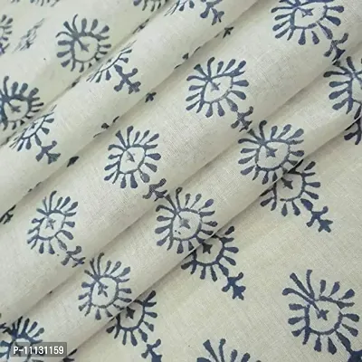 COTTON QUILT Voile Cotton Floral Jaipuri Hand Block Printed Fabric to Give Shape/Size Floral Print Fabric Running Jaipuri Hand Block Printed Women Dress Material (2.5m) CDHBF#200-2.5m-thumb2