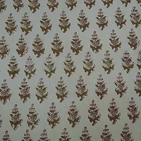 COTTON QUILT Cotton Fabric Hand Block Printed Fabric Craft Making Sewing Dress Material Voile Fabric Hand Block Printed Fabric Handmade (5m, White-Brown)-thumb2