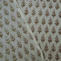 COTTON QUILT Cotton Fabric Hand Block Printed Fabric Craft Making Sewing Dress Material Voile Fabric Hand Block Printed Fabric Handmade (5m, White-Brown)-thumb4