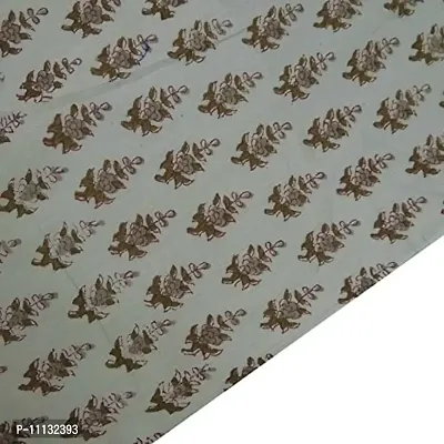 COTTON QUILT Cotton Fabric Hand Block Printed Fabric Craft Making Sewing Dress Material Voile Fabric Hand Block Printed Fabric Handmade (5m, White-Brown)-thumb2