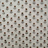 COTTON QUILT Cotton Fabric Hand Block Printed Fabric Craft Making Sewing Dress Material Voile Fabric Hand Block Printed Fabric Handmade (1.5m, White-Orange)-thumb3