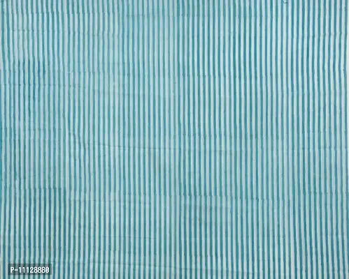 COTTON QUILT Sanganeri Bagru Block Print 100% | Shirt Fabric, Cloth Making Sewing | Hand Made Striped | Light Weight Cotton Fabric (1.5M, Blue x White)-thumb4