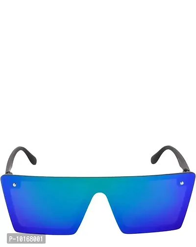 Flat Design Rectangular Sunglasses for Men & Women (BLUE)-thumb0