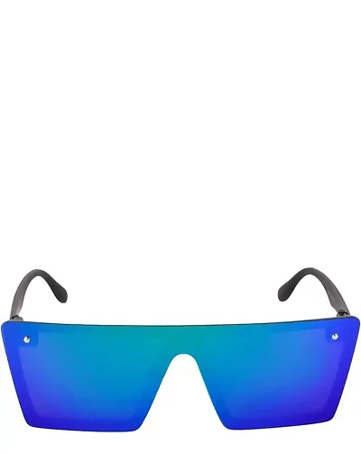 Flat Design Rectangular Sunglasses for Men & Women (BLUE)