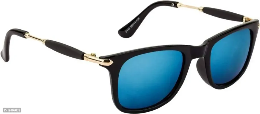 U V Protected Rectangular Sunglasses With Metal Sides (For Boys & Men ) (Blue)
