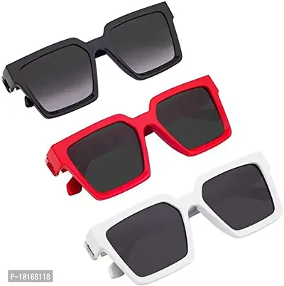 U V 400 Protected Rectangular Sunglasses for unisex (Pack of 3)