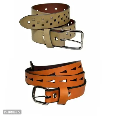 Men Belt & Women Belt Combo , Set For Couple , Gift Hamper For Anniversary and other Ocassion (Light Brown)