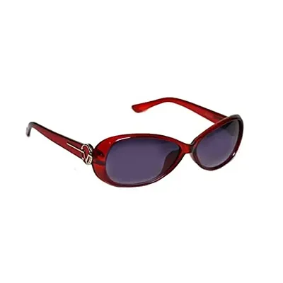 UZAK?U V Protected Oval Sunglasses For Women  Girls (Color Variants Available | Medium) (RED)