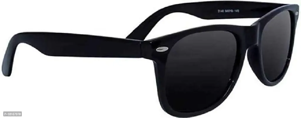 Full Rim , Trendy And Stylish U V Protected Black Rectangular Sunglasses For Men & Boys With Free Analog Wrist Watch (BLACK)-thumb5