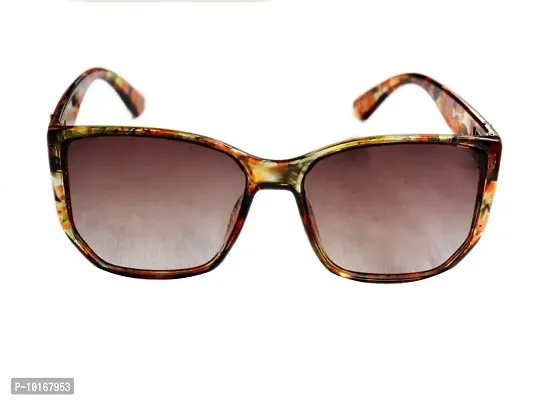Full Rim Stylish & Trendy U V Protected , Rectangular Sunglasses For Women & Girls (Free Size) (Brown)-thumb2