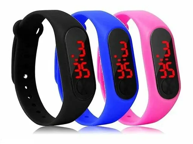 Zest4Kids - Digital LED Dial Boy's and Girl's Bracelet Band Watch - Combo Set of 3 Watch for Kids Boys