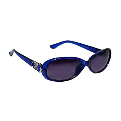 UZAK?U V Protected Oval Sunglasses For Women  Girls (Color Variants Available | Medium) (BLUE)