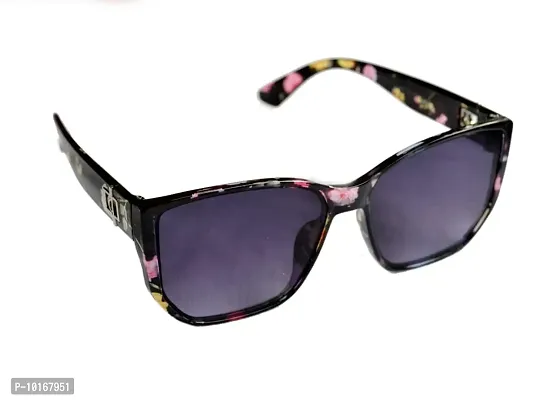 Full Rim Stylish & Trendy U V Protected , Rectangular Sunglasses For Women & Girls (Free Size) (Black)-thumb0