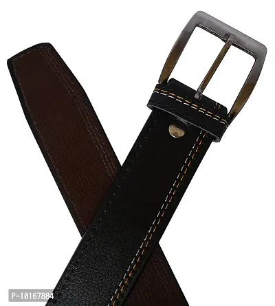 Men Black Belt , Men Black Pin Buckle Artificial Leather Belt With U V Protected Sunglasses (silver)-thumb5
