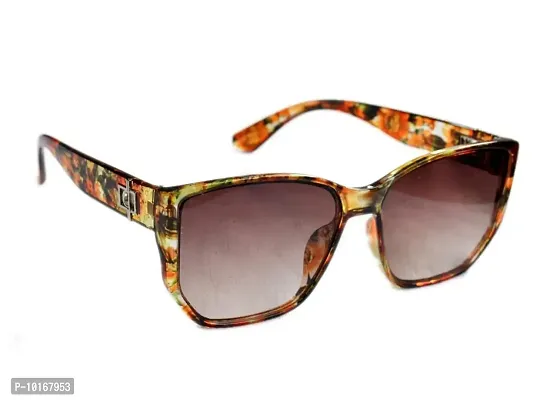 Full Rim Stylish & Trendy U V Protected , Rectangular Sunglasses For Women & Girls (Free Size) (Brown)-thumb0
