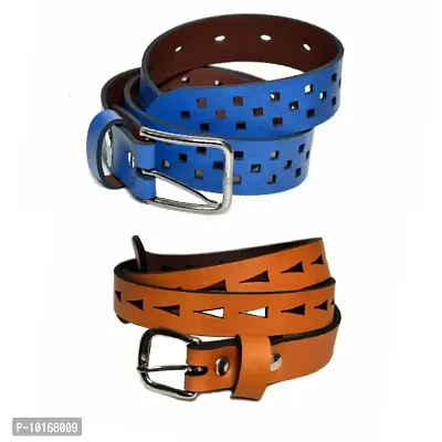 Men Belt & Women Belt Combo , Set For Couple , Gift Hamper For Anniversary and other Ocassion (Blue)-thumb0