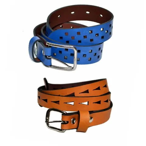 Men Belt & Women Belt Combo , Set For Couple , Gift Hamper For Anniversary and other Ocassion (Blue)