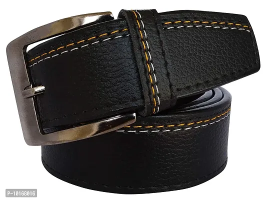 Men Black Belt , Men Black Pin Buckle Artificial Leather Belt With U V Protected Sunglasses (White)-thumb4