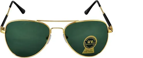 UZAK Retro Aviator Sunglasses Metal Frame Premium Glass Sunglasses Men Women (GREEN)-thumb1