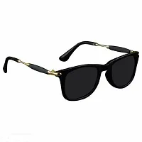 Full Rim, Metal side Trendy and Stylish Black Rectangular Sunglasses For Men & Boys With Trending Analog Watch (GREY)-thumb2