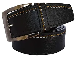 Men Black Belt , Men Black Pin Buckle Artificial Leather Belt With U V Protected Sunglasses (Green)-thumb1