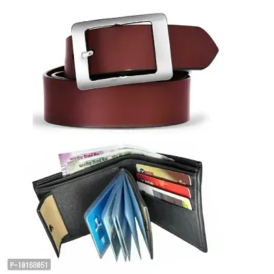 MEN Belt & Wallet Combo Set For Men , Gift Set For Men , Gift Hamper For Birthday or Other Occasion For Men (BROWN)