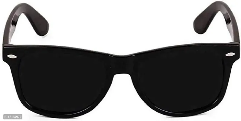 Full Rim , Trendy And Stylish U V Protected Black Rectangular Sunglasses For Men & Boys With Free Analog Wrist Watch (BLACK)-thumb4