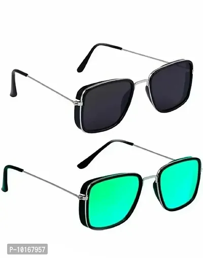 Sunglasses Combo , Men Alloy Frame Square Sunglasses ,U V Protected Combo Pack of 2 (MULTI COLOR)