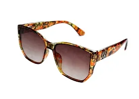 Full Rim Stylish & Trendy U V Protected , Rectangular Sunglasses For Women & Girls (Free Size) (Brown)-thumb2