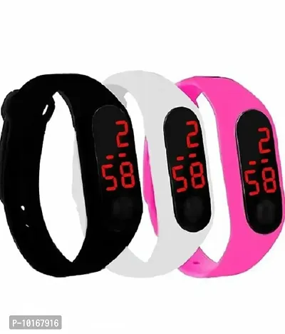 Boys Watches, Boys Digital Display Watch Combo Pack of 3 (Pink,Black, White)-thumb0
