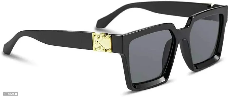 Men Black Belt , Men Black Pin Buckle Artificial Leather Belt With U V Protected Sunglasses (black)-thumb3