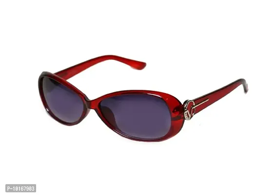 UZAK?U V Protected Oval Sunglasses For Women & Girls (Color Variants Available | Medium) (RED)-thumb3