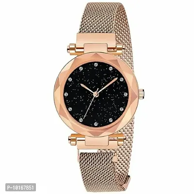 Analog Watch, Alloy Chain Analog Style Wrist Watch for Women & Girls (Golden)