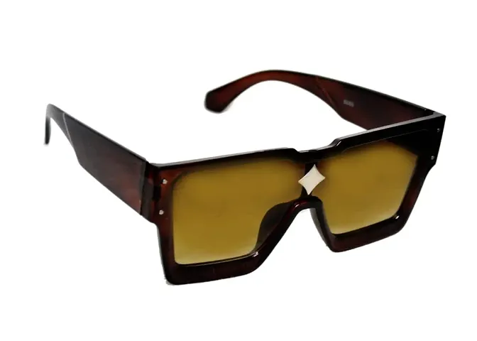 UZAK? U V Protected Oversize Square Sunglasses For Men & Women (BROWN)