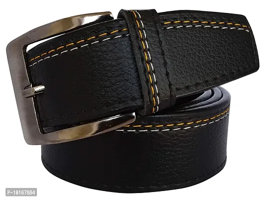 Men Black Belt , Men Black Pin Buckle Artificial Leather Belt With U V Protected Sunglasses (silver)-thumb4