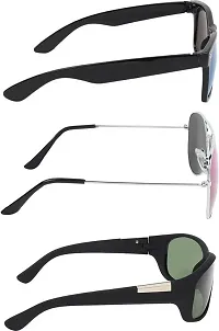 U V Protected Pack of 3 Unisex Wrap Around, Aviator & Rectangular Sunglasses Combo Pack (MULTI COLOR)-thumb2