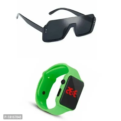 Digital Sports Watch, Multi-Functional Watch for Boys & Men with Sunglasses, Combo Pack of 2 (green)-thumb0