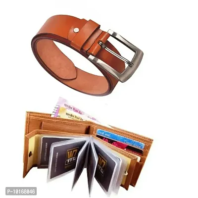MEN Belt  Wallet Combo Set For Men , Gift Set For Men , Gift Hamper For Birthday or Other Occasion For Men (TAN)-thumb0