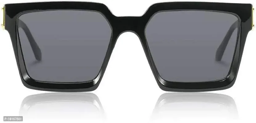 Men Black Belt , Men Black Pin Buckle Artificial Leather Belt With U V Protected Sunglasses (black)-thumb2
