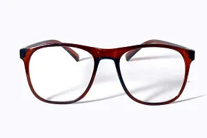 Rectangular Spectacle Frame For Boys,Girls,Men&Women. Shining Frame.Transparent ARC Lens.Size-LARGE. (BROWN)-thumb2