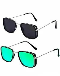 Sunglasses Combo , Men Alloy Frame Square Sunglasses ,U V Protected Combo Pack of 2 (MULTI COLOR)-thumb1