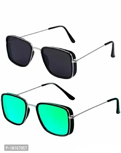 Sunglasses Combo , Men Alloy Frame Square Sunglasses ,U V Protected Combo Pack of 2 (MULTI COLOR)-thumb2