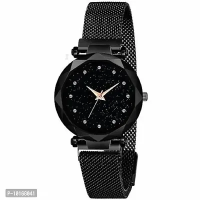 Analog Watch, Alloy Chain Analog Style Wrist Watch for Women & Girls (Black)-thumb0