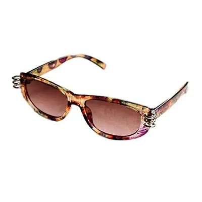 U V Protected Retro Square Sunglasses For Women  Girls (Free Size) (Brown)