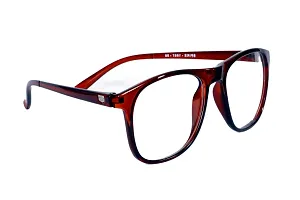 Rectangular Spectacle Frame For Boys,Girls,Men&Women. Shining Frame.Transparent ARC Lens.Size-LARGE. (BROWN)-thumb1