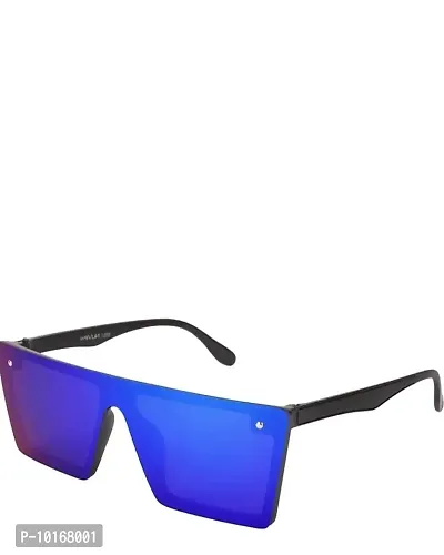 Flat Design Rectangular Sunglasses for Men & Women (BLUE)-thumb2
